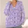 Lavender White Leaf Botanical Everyday Layering Style For Plus Size Women, Fall Comfort All-over Print Knitted Cardigan - 4