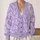 Lavender White Leaf Botanical Everyday Layering Style For Plus Size Women, Fall Comfort All-over Print Knitted Cardigan - 2