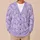 Lavender White Leaf Botanical Everyday Layering Style For Plus Size Women, Fall Comfort All-over Print Knitted Cardigan - 6