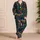 Leopard Jungle Botanical Tropical Leaves Cozy Nighttime Lounge Gift For Women Plus Size Satin Pajamas Set - 4