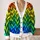 Vibrant Rainbow Twisted Ribbon Texture Colorblock Casual Everyday Layering Style for Women All-over Print Knitted Cardigan - 2