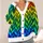 Vibrant Rainbow Twisted Ribbon Texture Colorblock Casual Everyday Layering Style for Women All-over Print Knitted Cardigan - 4