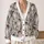 White Cat Rose Motif Casual Layering Style for Everyday Fall and Winter Weekend Outfits All-over Print Knitted Cardigan - 2