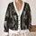 Black Taupe Geometric Patchwork Motifs for Casual Layering and Everyday Men's Streetwear All-over Print Knitted Cardigan - 2
