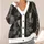 Black Taupe Geometric Patchwork Motifs for Casual Layering and Everyday Men's Streetwear All-over Print Knitted Cardigan - 4