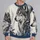 Silver Gray Wolf and Blue Feathers for Nature Lovers and Woodland Adventures All-over Print Knitted Sweater - 2