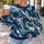 Abstract Navy And Slate Blue Waves For Relaxed Autumn Outings And Everyday Casual Wear All-over Print Knitted Sweater - 5