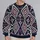 Navy Ivory Burgundy Geometric Diamonds For Streetwear And Outdoor Style All-over Print Knitted Sweater - 2