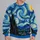 Blue Celestial Swirl and Mountain Village for Everyday Casual Wear All-over Print Knitted Sweater - 2