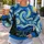 Blue Celestial Swirl and Mountain Village for Everyday Casual Wear All-over Print Knitted Sweater - 5