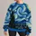Blue Celestial Swirl and Mountain Village for Everyday Casual Wear All-over Print Knitted Sweater - 1