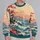 Teal Ocean Waves And Coral Blossoms For Relaxed Coastal Getaways All-over Print Knitted Sweater - 2