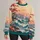 Teal Ocean Waves And Coral Blossoms For Relaxed Coastal Getaways All-over Print Knitted Sweater - 1