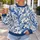 Blue Baroque Floral Scrolls for Elegant Everyday Style and Artistic Wardrobe Flair All-over Print Knitted Sweater - 5