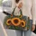 Golden Sunflower and Teal Boho Florals for Beach Days and Relaxed Weekend Getaways Quilted Weekend Bag - 2