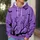 Purple Halloween Tree And Bat Scene For Spooky Autumn Night Celebrations And Parties All-over Print Hoodie (Lightweight) - 5
