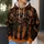 Orange-Brown Skull and Star Stripes for Rugged Commutes and Outdoor Weekend Wear All-over Print Hoodie (Lightweight) - 5