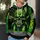 Fanged Green Skull and Crossbones for Workwear Style and Bold Everyday Outdoor Wear All-over Print Hoodie (Lightweight) - 5