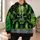 Fanged Green Skull and Crossbones for Workwear Style and Bold Everyday Outdoor Wear All-over Print Hoodie (Lightweight) - 6