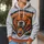 Roaring Bear Head And Distressed Orange Stripes For Game Day Spirit And Tailgate Style All-over Print Hoodie (Lightweight) - 5