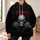 Scarlet-Eyed Skull with Skeletal Hands for Halloween Night and Gothic Casual Style All-over Print Hoodie (Lightweight) - 6
