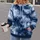 Navy And White Cloud Marbling For Relaxed Weekend Wear And Everyday Casual Style All-over Print Hoodie (Lightweight) - 2