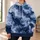 Navy And White Cloud Marbling For Relaxed Weekend Wear And Everyday Casual Style All-over Print Hoodie (Lightweight) - 6