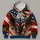 Muscular Bald Eagle and American Flag for Patriotic Outdoor Fitness and Running Wear All-over Print Hoodie (Lightweight) - 4