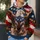 Muscular Bald Eagle and American Flag for Patriotic Outdoor Fitness and Running Wear All-over Print Hoodie (Lightweight) - 5