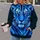 Electric Blue Tiger Portrait for Bold Everyday Style and Nature-Loving Men All-over Print Hoodie (Lightweight) - 2
