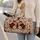 Burgundy Cross with Ivory Vintage Flowers for Faithful Everyday Travel and Devotion Quilted Weekend Bag - 2