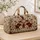 Burgundy Cross with Ivory Vintage Flowers for Faithful Everyday Travel and Devotion Quilted Weekend Bag - 4