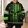 Neon Green Flag Skull for Rugged Outdoor Patriot Style and Bold Casual Weekend Wear All-over Print Hoodie (Lightweight) - 6