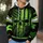 Neon Green Flag Skull for Rugged Outdoor Patriot Style and Bold Casual Weekend Wear All-over Print Hoodie (Lightweight) - 5