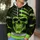 Neon Green Flag Skull with Lightning for Workwear and Nighttime Streetwear Men All-over Print Hoodie (Lightweight) - 5