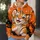 Cheerful Orange Tiger Character in Christmas Snowfall for Cozy Holiday Celebrations All-over Print Hoodie (Lightweight) - 5