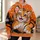 Cheerful Orange Tiger Character in Christmas Snowfall for Cozy Holiday Celebrations All-over Print Hoodie (Lightweight) - 6