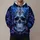 Icy Blue Ornate Skull for Concert Nights, Alternative Style and Everyday Wear All-over Print Hoodie (Lightweight) - 1