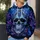 Icy Blue Ornate Skull for Concert Nights, Alternative Style and Everyday Wear All-over Print Hoodie (Lightweight) - 5
