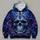Icy Blue Ornate Skull for Concert Nights, Alternative Style and Everyday Wear All-over Print Hoodie (Lightweight) - 4