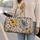 Mustard And Slate Blue Wildflowers For Chic Vacation Getaways And Everyday Travel Quilted Weekend Bag - 2