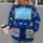 Retro mechanical-character costume surface with a blue body Cyan Chest Screen Yellow Bars and gray segmented panels. All-over Print Hoodie (Lightweight) - 2
