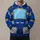 Retro mechanical-character costume surface with a blue body Cyan Chest Screen Yellow Bars and gray segmented panels. All-over Print Hoodie (Lightweight) - 1
