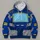 Retro mechanical-character costume surface with a blue body Cyan Chest Screen Yellow Bars and gray segmented panels. All-over Print Hoodie (Lightweight) - 4