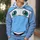 Blue Cartoon Sports Car Face for Road Trip Fans and Family Theme Park Adventures All-over Print Hoodie (Lightweight) - 5