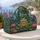 Rainbow Tie-Dye Frog with Peace Sign for Festival Travel and Summer Getaways Quilted Weekend Bag - 5