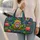 Rainbow Tie-Dye Frog with Peace Sign for Festival Travel and Summer Getaways Quilted Weekend Bag - 2