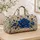 Cobalt Blue Rose and Golden Vines for Elegant Weekend Getaways and Memorable Travel Quilted Weekend Bag - 4