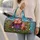 Smiling Piglet in Chocolate Pail with Bees and Blooms for Sunny Summer Getaways Quilted Weekend Bag - 2