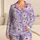 Lavender Daisies with Red Centers for Cozy Evenings and Relaxed Everyday Home Living Satin Pajamas Set - 1